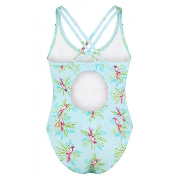 Toddler Girls Bathing Suit, One Piece Parrot Print Swim Suit, size 4 - Picture 2 of 5